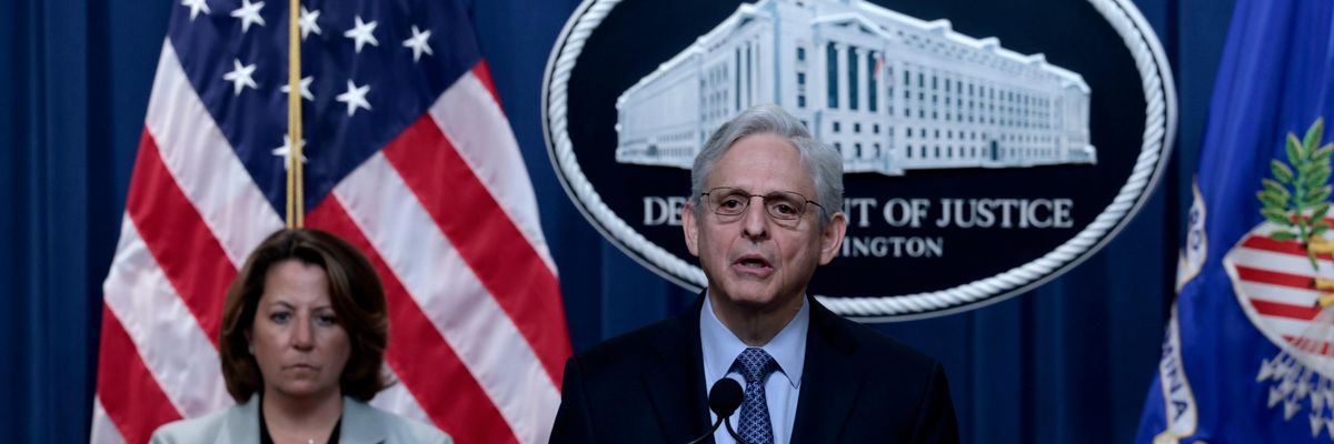 Merrick Garland speaks at a press conference