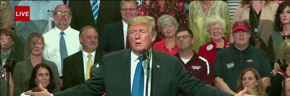 'Profile in Cowardice': New Low Even for Sexist President as Trump Openly Mocks Christine Ford