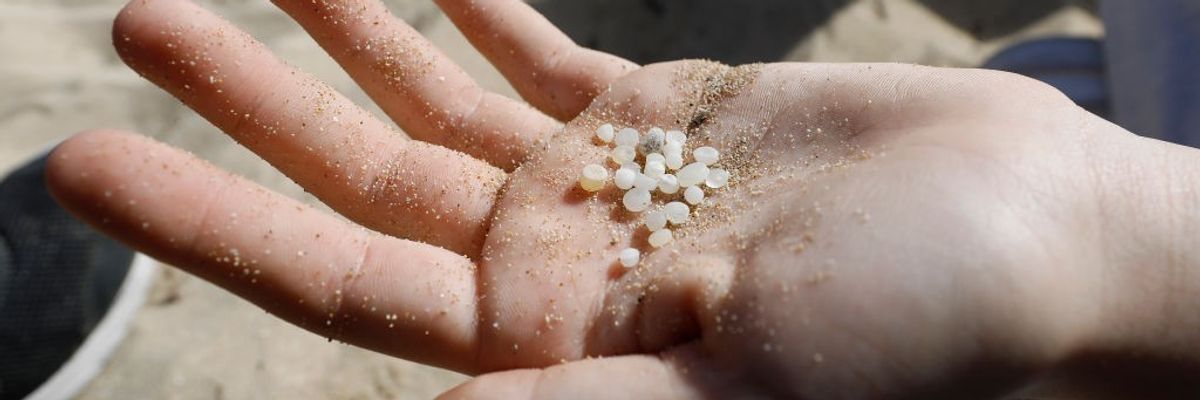 Microplastics in a hand