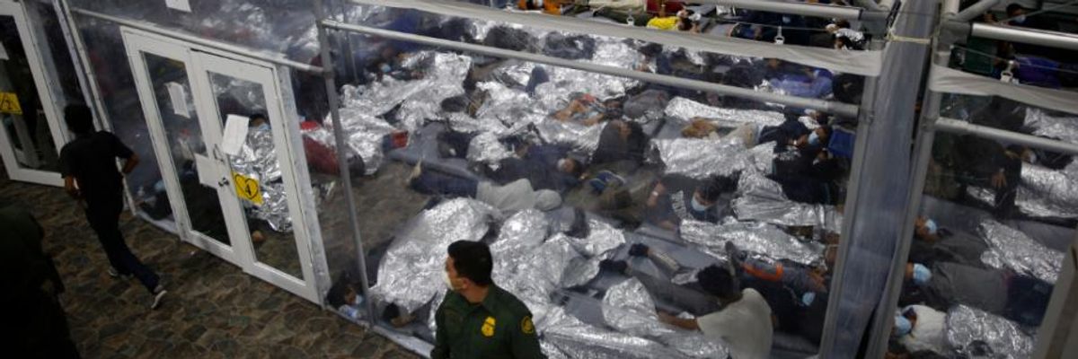 Migrant children in detention.