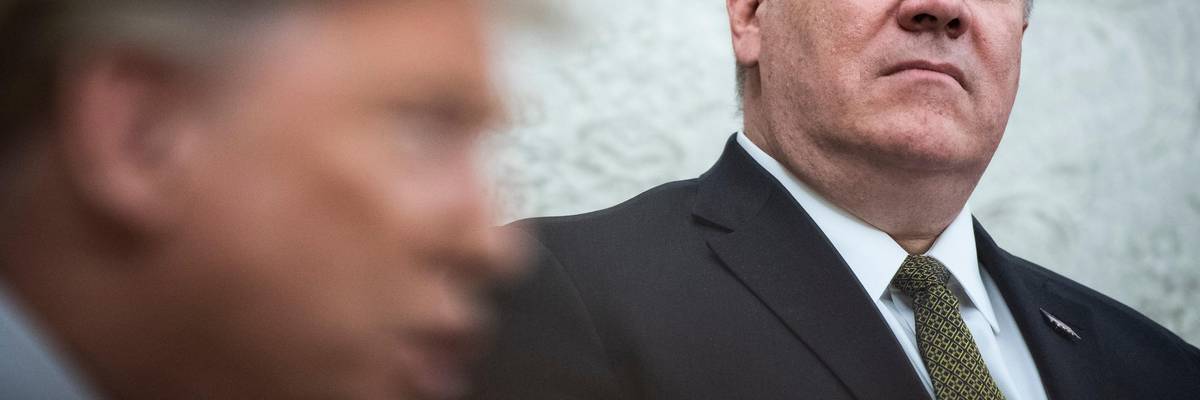 Mike Pompeo as Donald Trump speaks