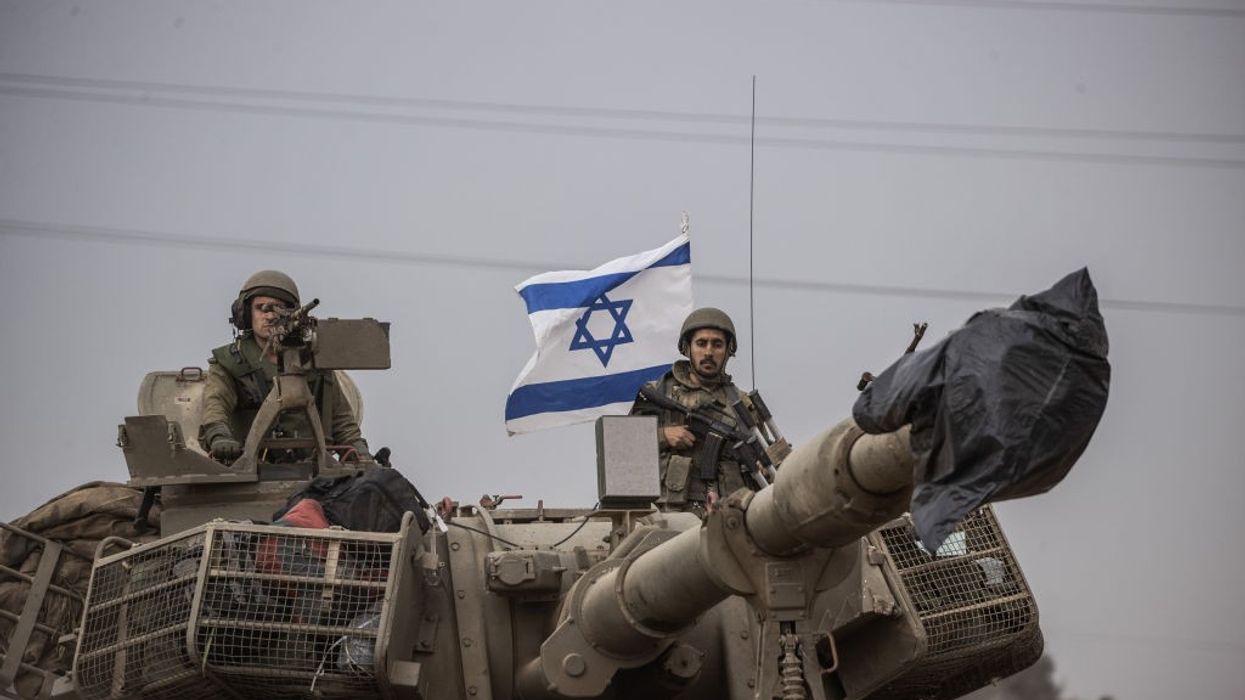 Military vehicles deployed at Gaza border in Sderot