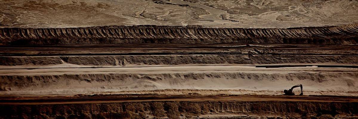 Mining for tar sands in Alberta.