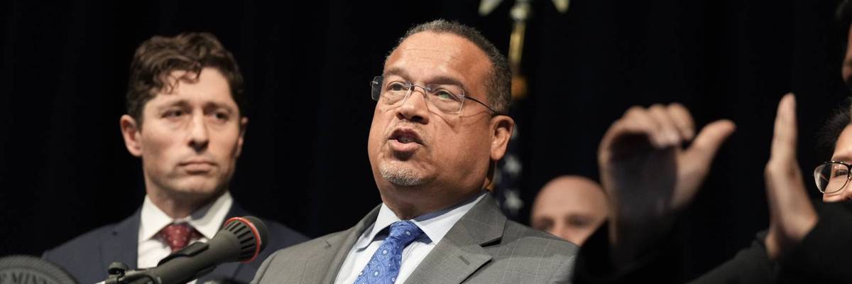 Minnesota Attorney General Keith Ellison, along with Minneapolis Mayor Jacob Frey, announce a lawsuit against the Trump administration for their role in the deployment of ICE agents to the Twin Cities...