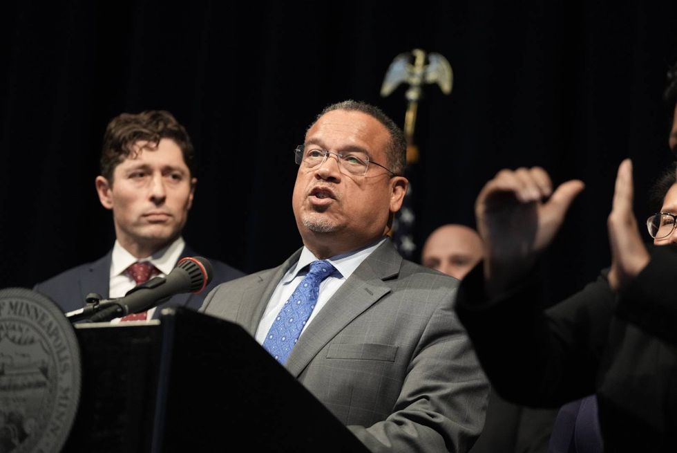 Minnesota Attorney General Keith Ellison, along with Minneapolis Mayor Jacob Frey, announce a lawsuit against the Trump administration for their role in the deployment of ICE agents to the Twin Cities...
