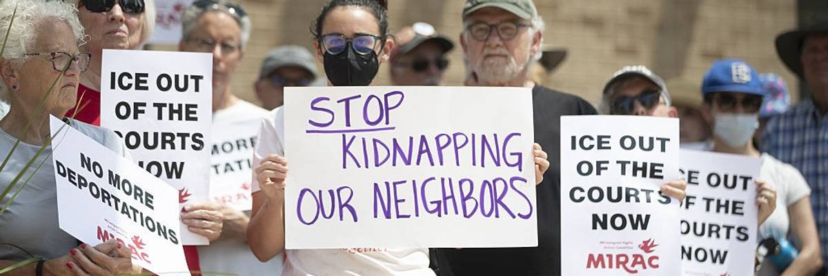 Minnesota group protests ICE arrests outside federal building