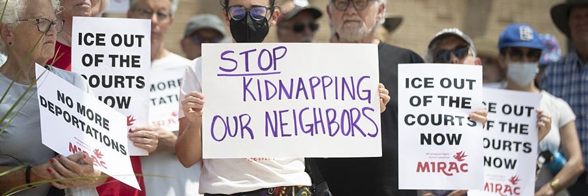 Minnesota group protests ICE arrests outside federal building