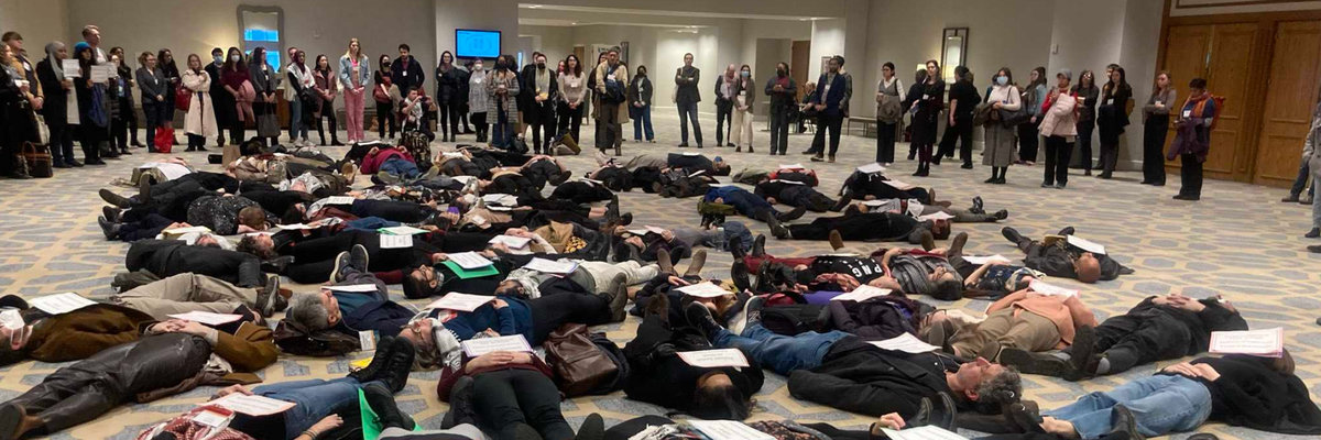 MLA members stage a die-in