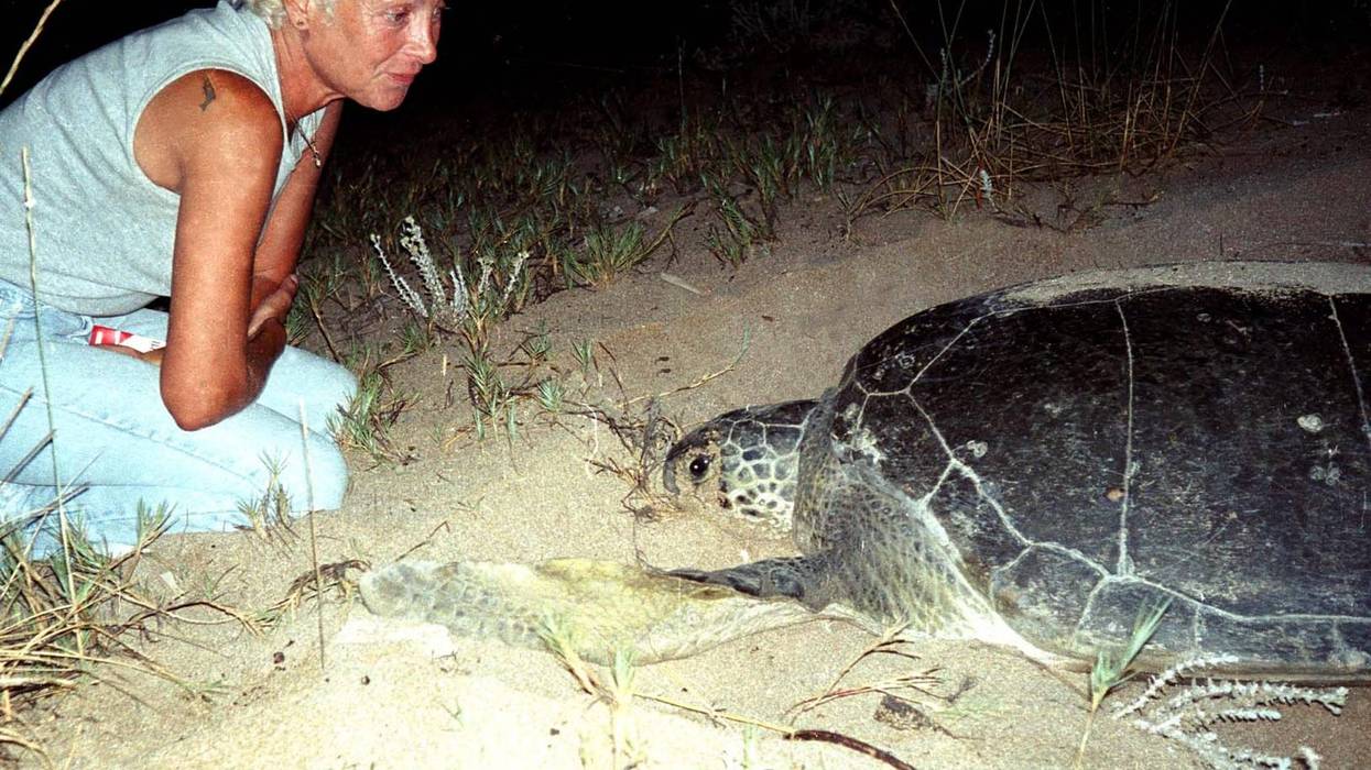 Mona Khalil with turtle