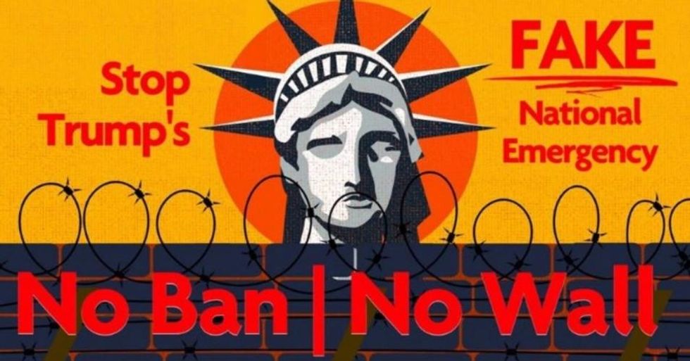 More than 230 events protesting President Donald Trumps' national emergency are planned for President's Day, Monday, February 18. (Photo: @indivisiblefrr/Twitter)