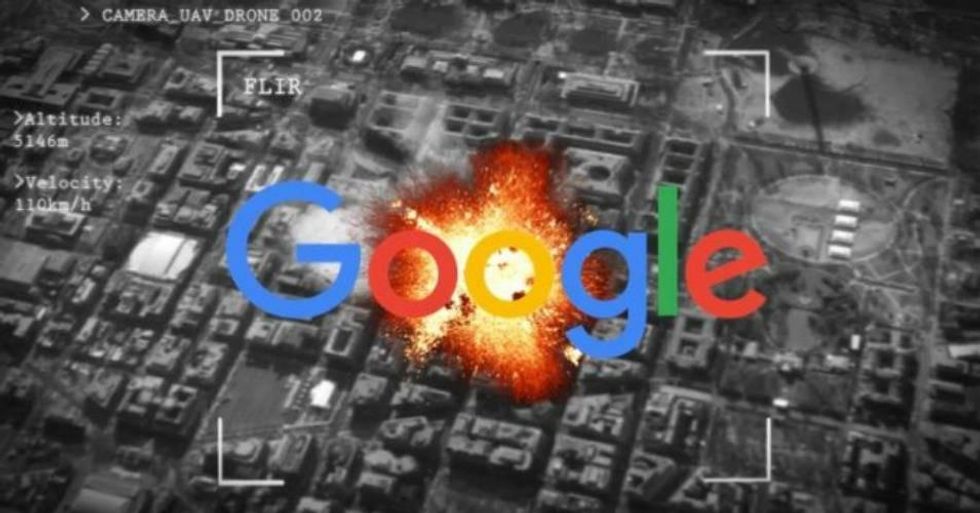 More than 3,000 Google employees have demanded that their company end its involvement in a Pentagon contract to analyze imagery, potentially to improve the targeting of drone strikes. (Photo: yournewswire.com)