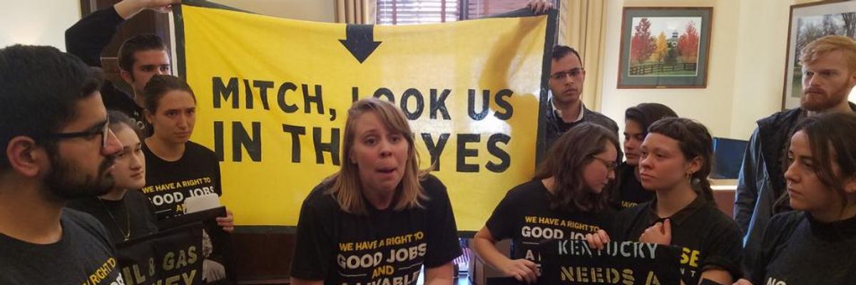 Youth Climate Activists Demanding Green New Deal Arrested for Sit-In at #OilMoneyMitch McConnell's Office