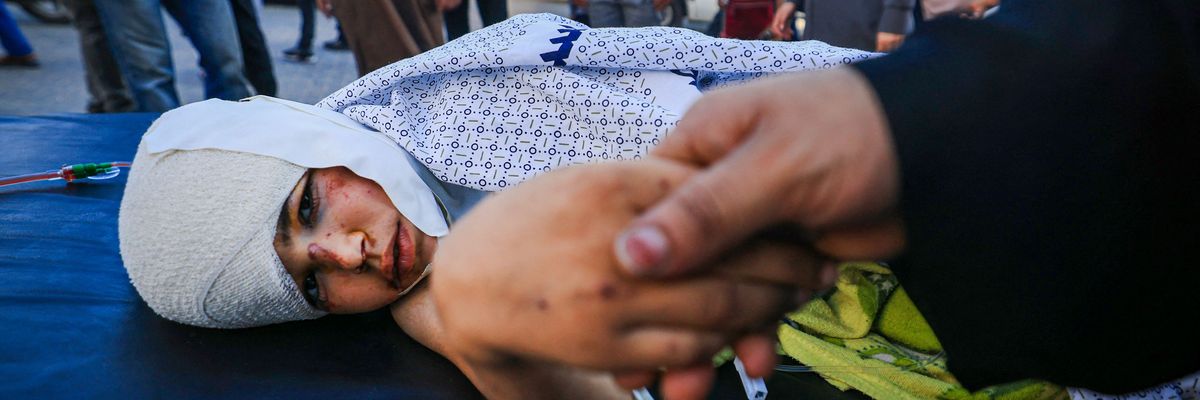 Mother comforts her child