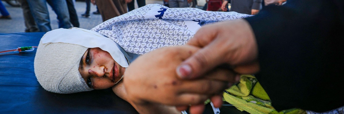 Mother comforts her child