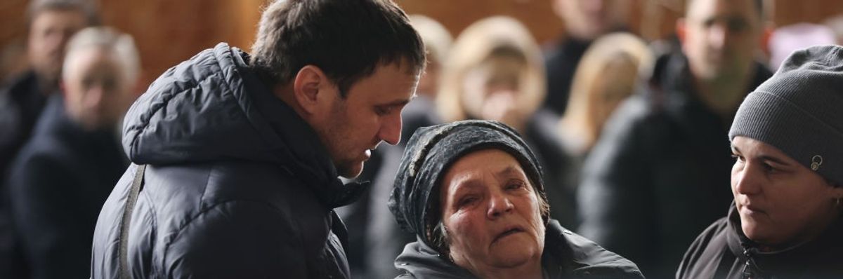 Mother of Ukraine war civilian casualty at funeral