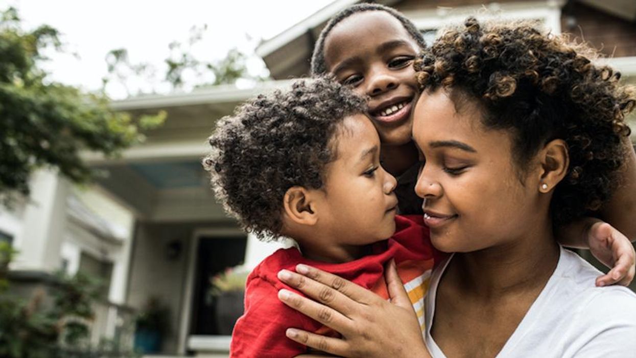 Mother with two children.