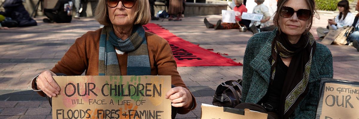 ​Mothers gathered in Victoria, Australia to demand climate action on May 13, 2023.