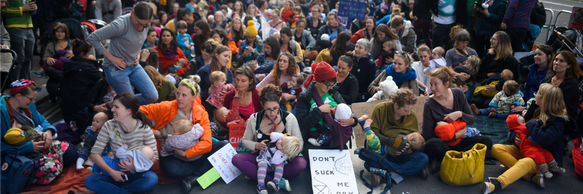 Breastfeeding Mothers at London "Nurse-In" Demand Climate Action as Part of Global Extinction Rebellion