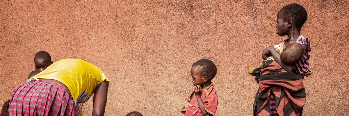 Mothers stay with malnourished children in Uganda