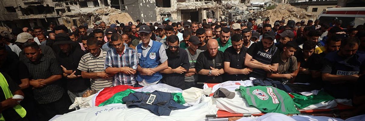 Mourners Gather for Funeral of Palestinians Killed in Israeli Strike in Gaza City