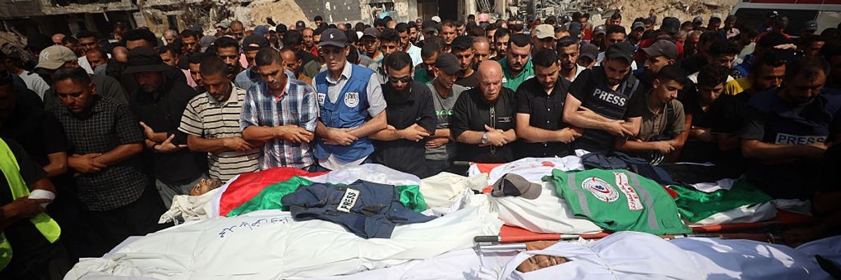 Mourners Gather for Funeral of Palestinians Killed in Israeli Strike in Gaza City