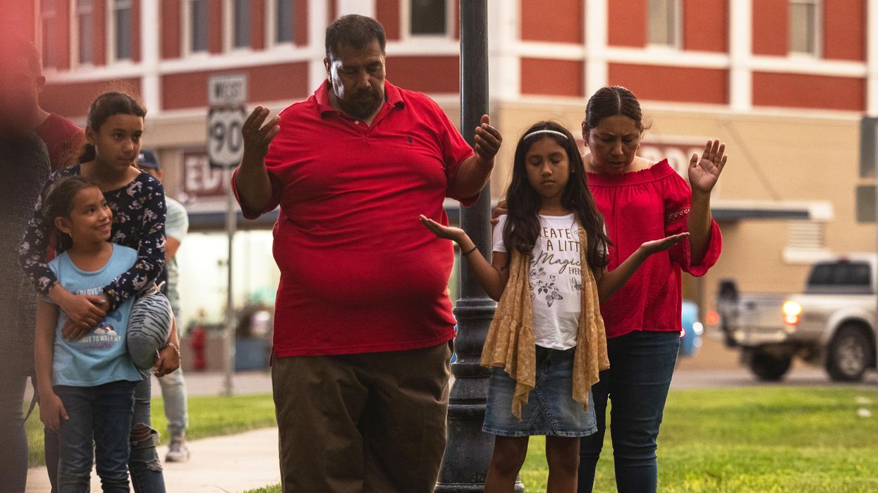 Mourners in Texas following the shooting in Uvalde that left 19 students dead