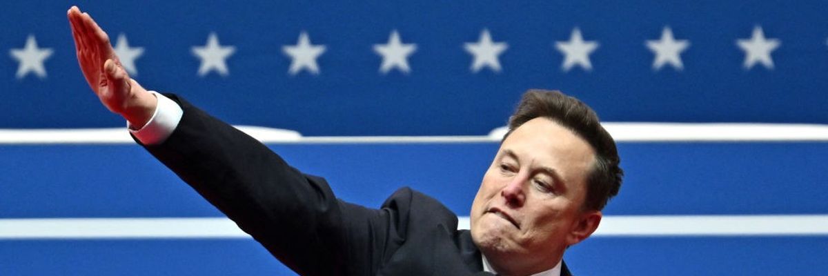 Musk makes nazi salute.