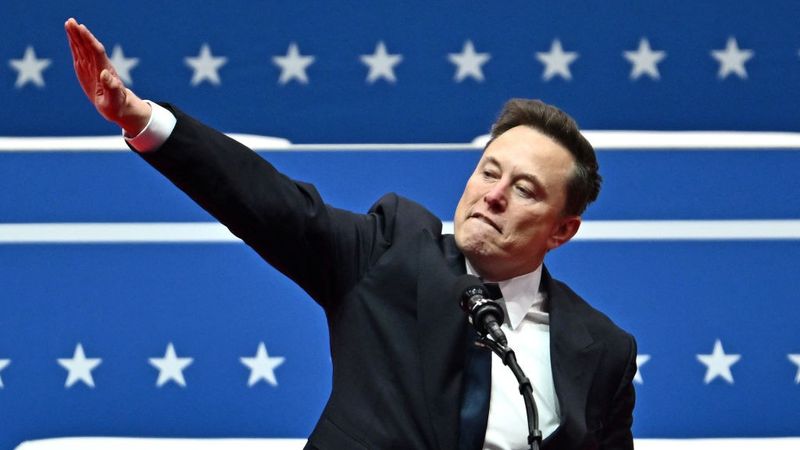 Musk makes nazi salute.