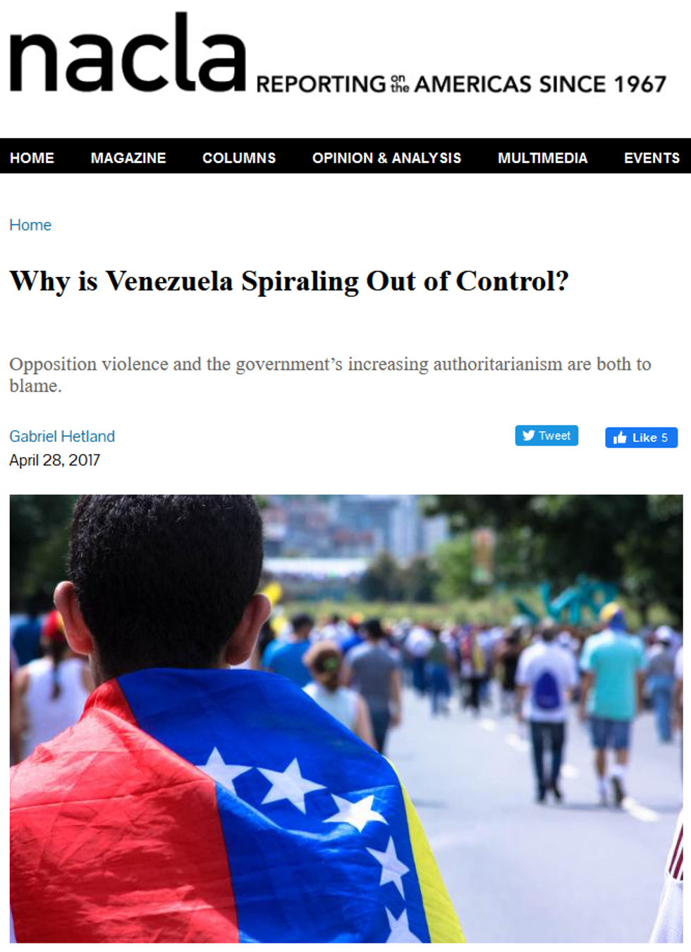 NACLA: Why is Venezuela Spiraling Out of Control?
