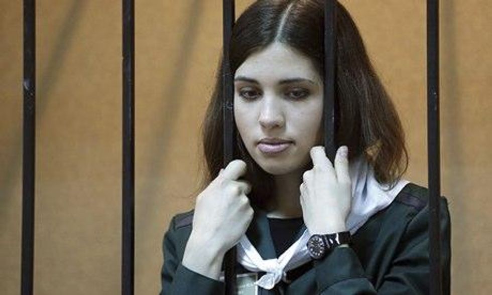 Nadezhda Tolokonnikova in court in April this year