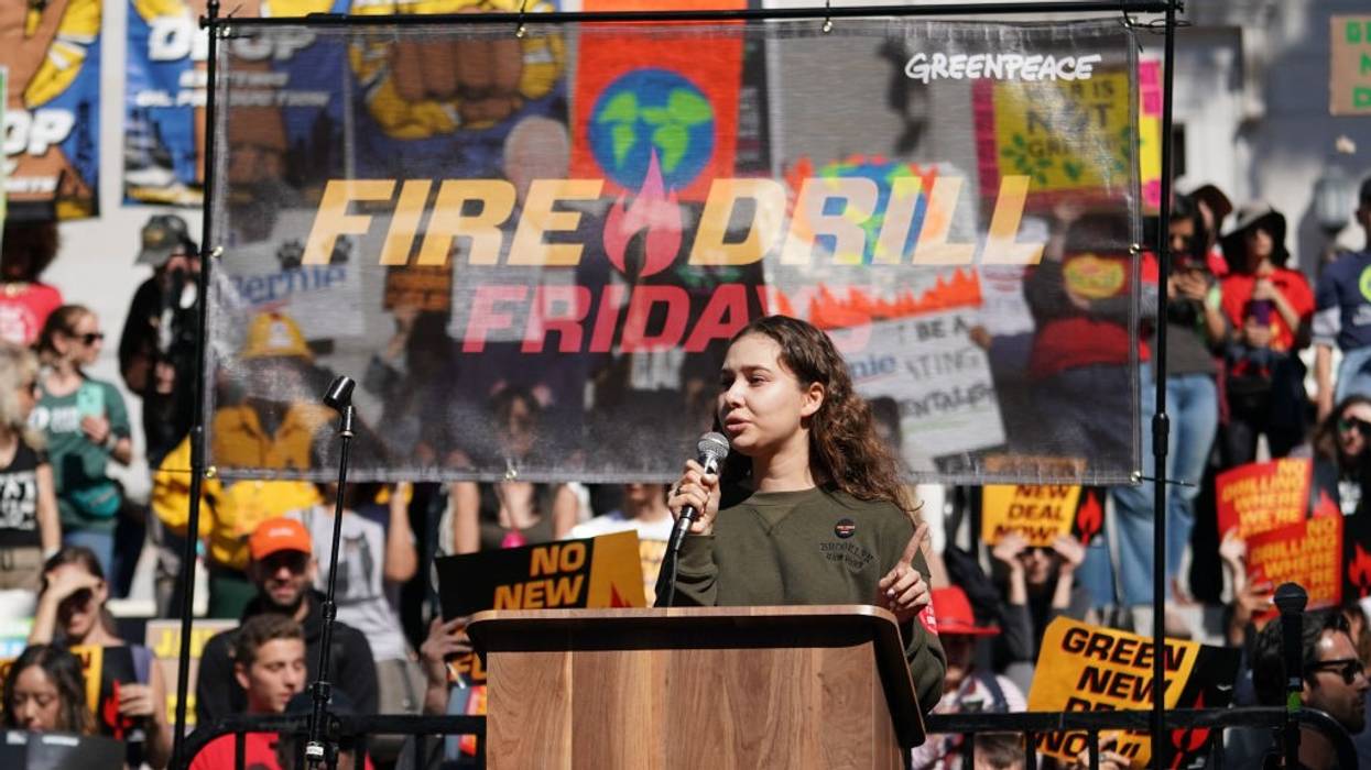 Nalleli Cobo speaks during Jane Fonda's Fire Drill Friday in 2020