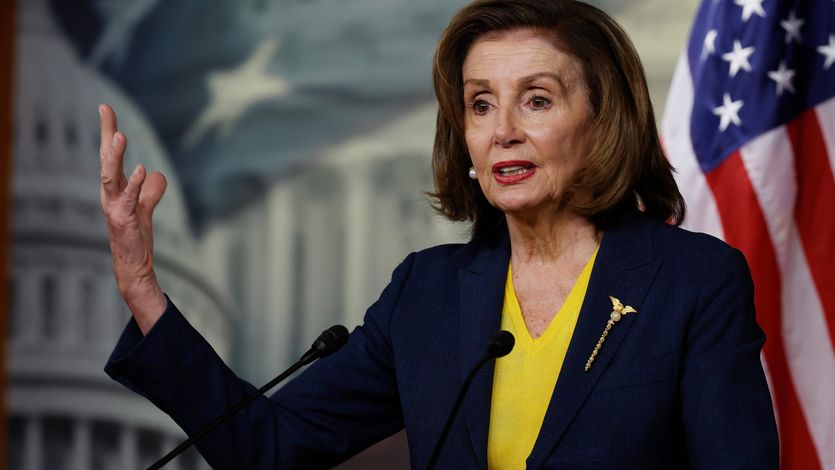 Nancy Pelosi speaking to reporters