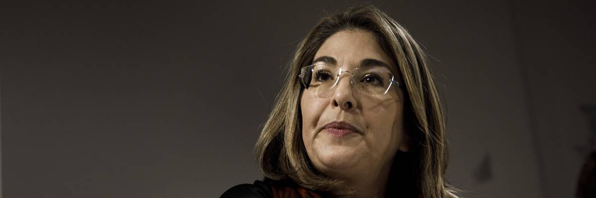 Naomi Klein speaks to the media