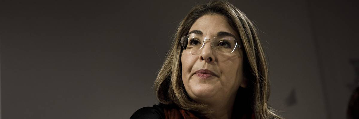 Naomi Klein speaks to the media