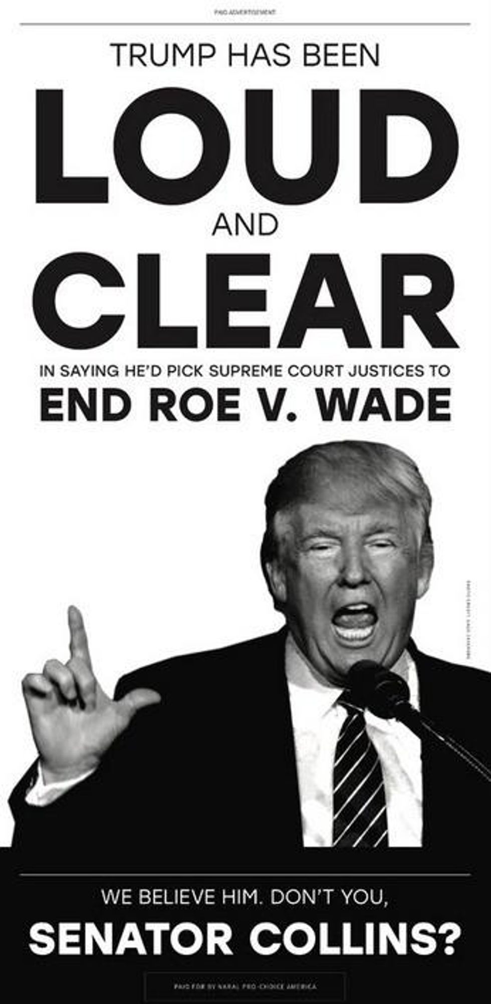 NARAL's ad will appear in four Maine newspapers and online.