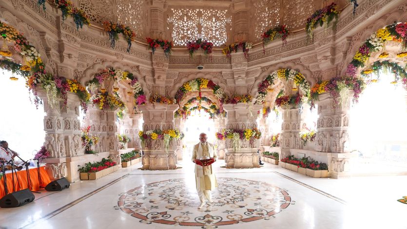 Narendra Modi consecrating Ram Mandir in Ayodhya