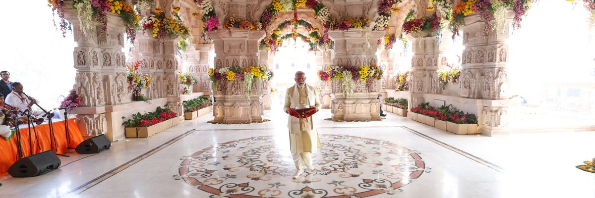 Narendra Modi consecrating Ram Mandir in Ayodhya