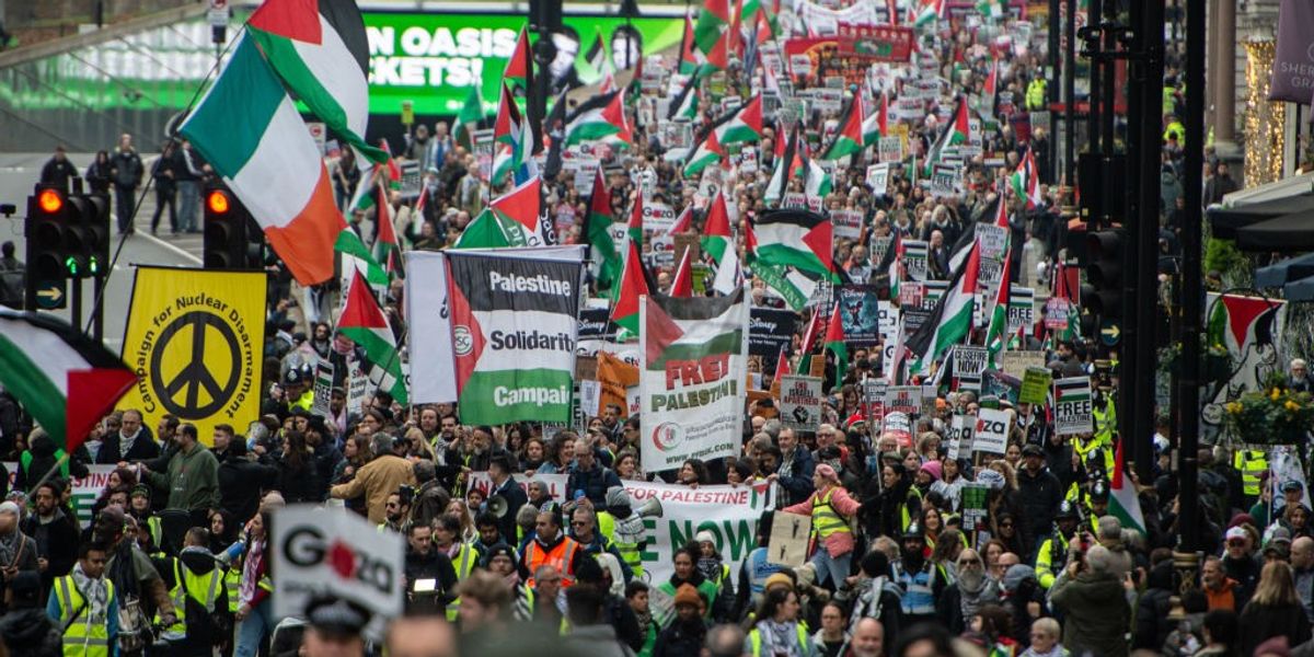 National Demonstration For Palestine Is Held In Central London