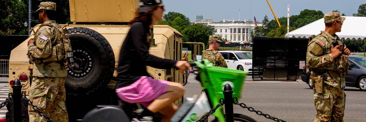 National Guard troops are seen outside the White House