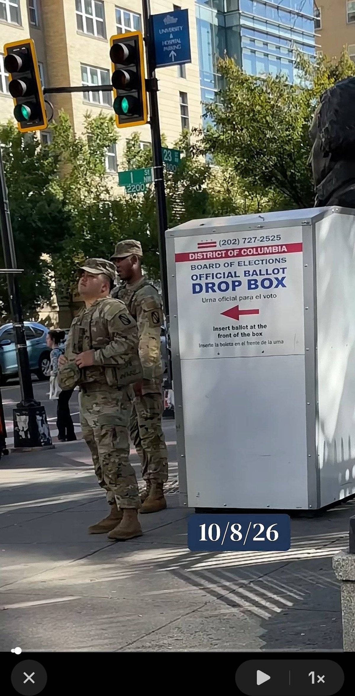 Trump's National Guard Troops Stood Guard at a D.C. Ballot Drop Box Just Before Voting Opened. Federal Law Bans Troops at the Polls.