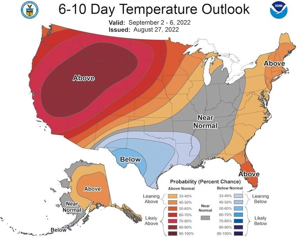 National Weather Service: 6-10 day temperature outlook