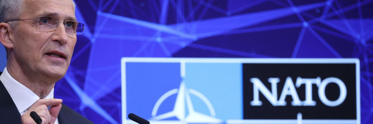 NATO chief speaks at a press conference