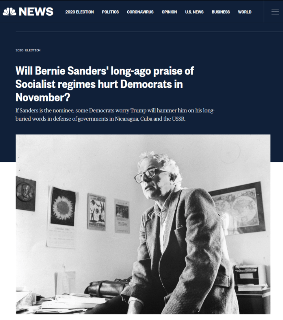 NBC (2/21/20) worried that Bernie Sanders'