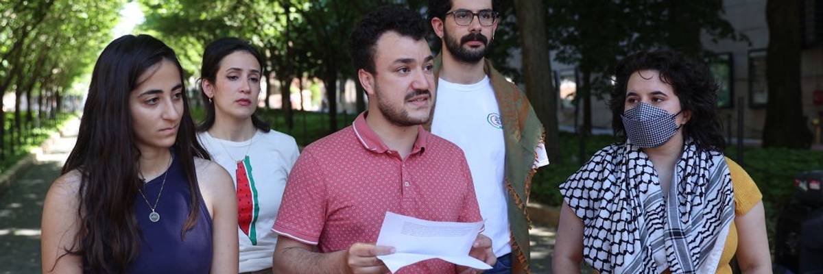 New encampment at Columbia: Pro-Palestinian protesters at Columbia University hold a press briefing