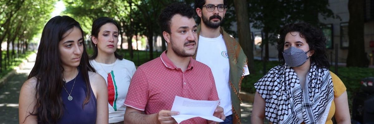 New encampment at Columbia: Pro-Palestinian protesters at Columbia University hold a press briefing