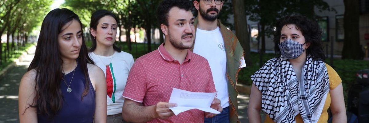 New encampment at Columbia: Pro-Palestinian protesters at Columbia University hold a press briefing