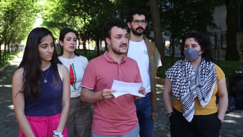 New encampment at Columbia: Pro-Palestinian protesters at Columbia University hold a press briefing