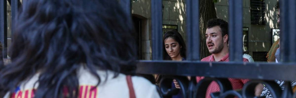 New encampment at Columbia: Pro-Palestinian protesters at Columbia University hold a press briefing