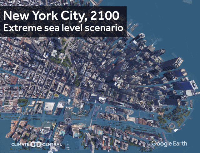 New York City flooded in 2100