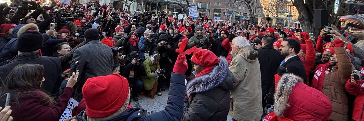 'Now Is Your Time of Need': Bernie Sanders, Mayor Mamdani Join Striking Nurses in NYC